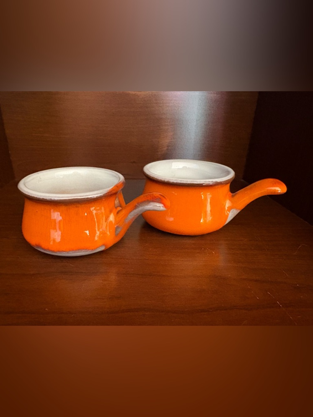 Vintage Beauceware Canada Pottery - Pair of Mini Pitchers "Le Flambé" #2043